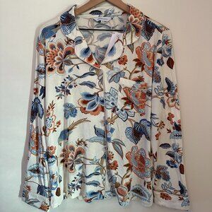 NWT The Company Store Women's TENCEL Modal Jersey Knot Pajama Set - Blue Floral